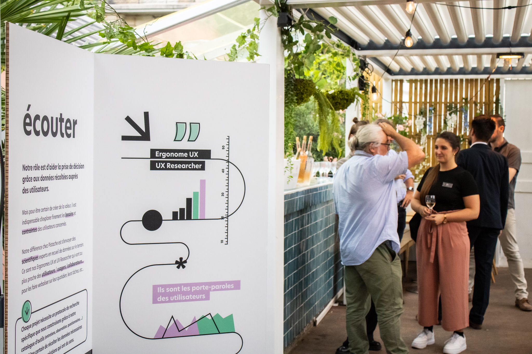 Co-construire le futur site Pistache avec nos invités lors de la soirée de lancement. Pistache design UX UI france 